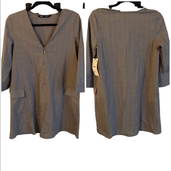 NWT ZARA Houndstooth Plaid Dress - Picture 4 of 6